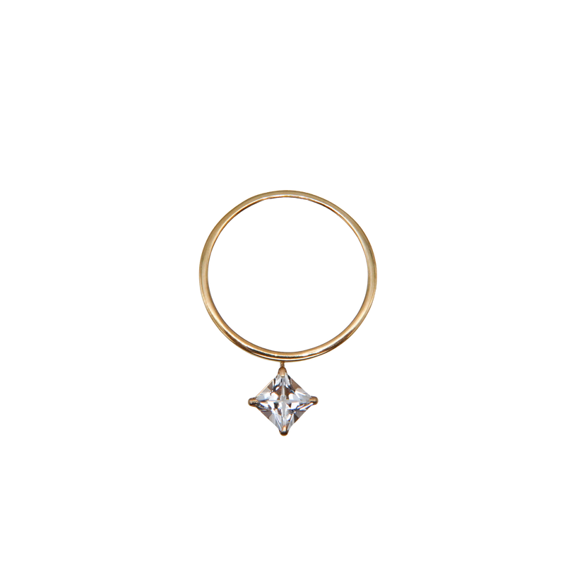 STARRY RING -skinny ver.-_10KYG x White Topaz