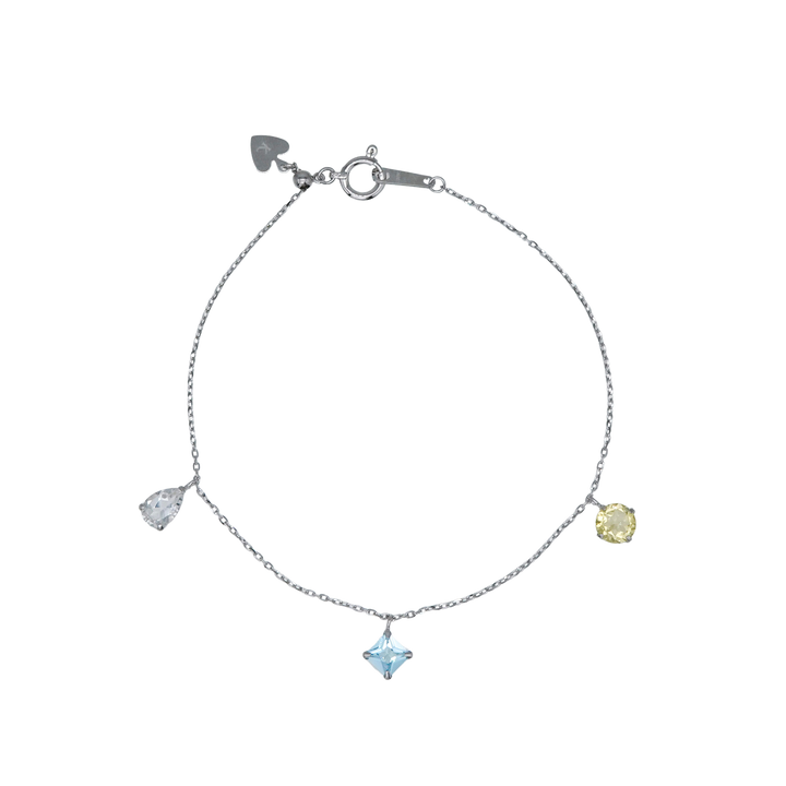 STARRY BRACELET - S- _10KWG x White topaz x Blue topaz x Lemon quartz
