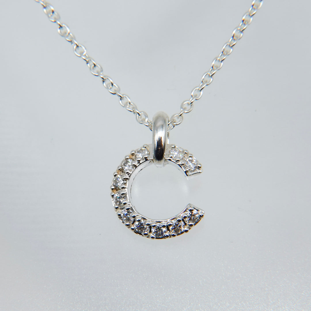 PLATE PENDANT NECKLACE SILVER MOISSANITE