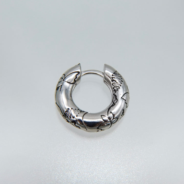 Black Millefleurs Hoops