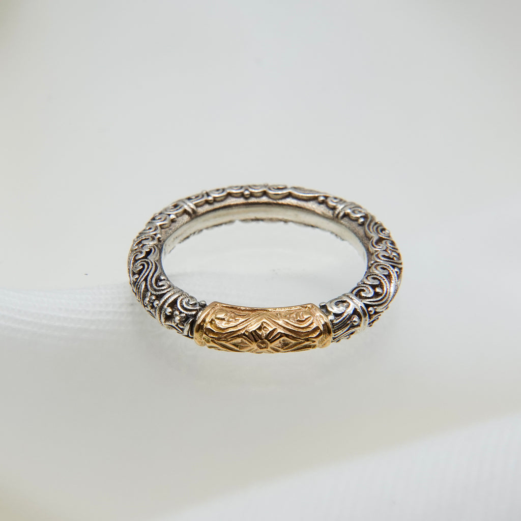 Eden’s Garden Band Ring in 18K Gold and Sterling Silver_20412