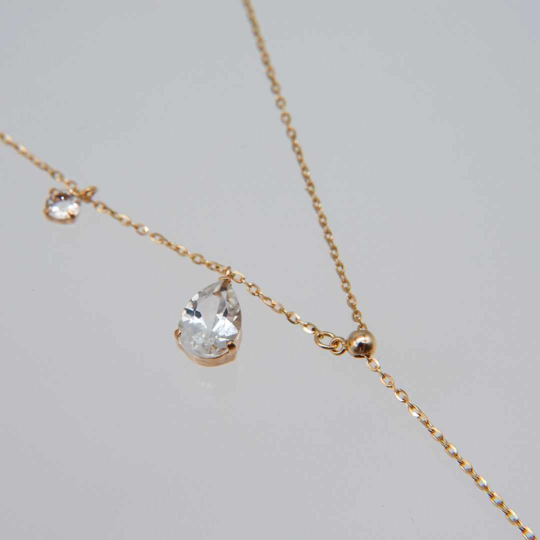 FALLING DEW LARIAT NECKLACE (SHORT)_K10YG