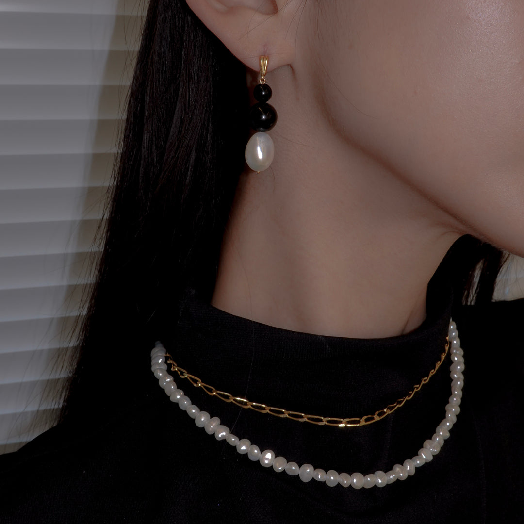 BAROQUE PEARL CHAIN 3WAY NECKLACE 80 (Gold)