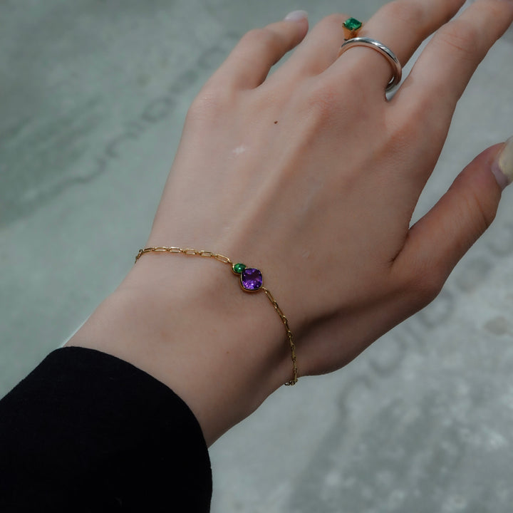 BLANCE 18K Amethyst Greengarnet Bracelet