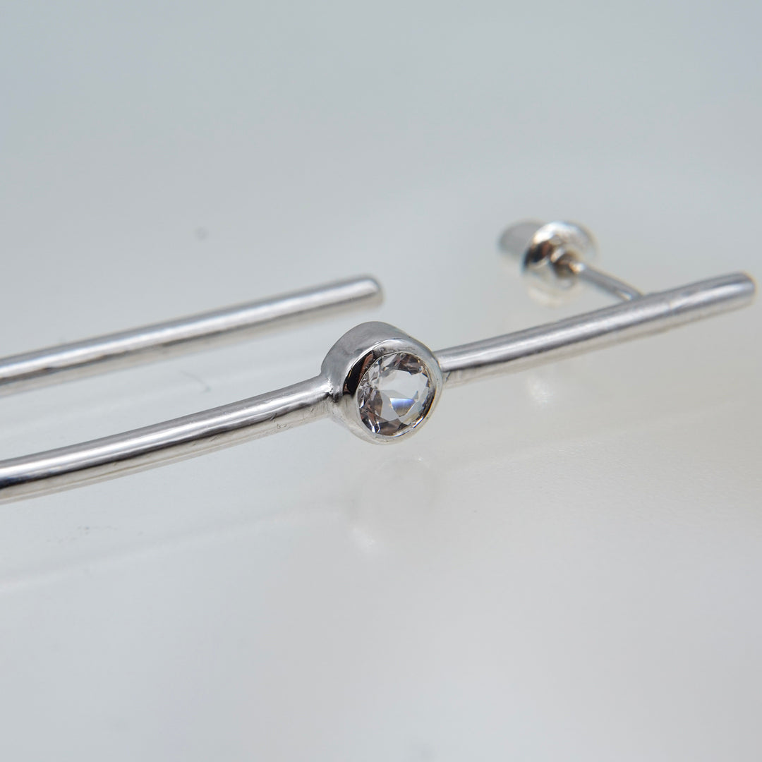 Morganite square hoop earring