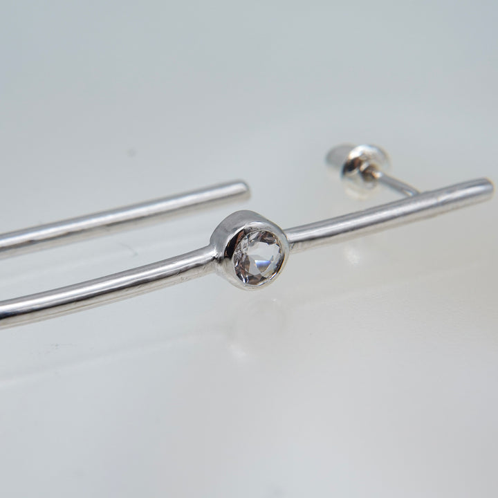 Morganite square hoop earring