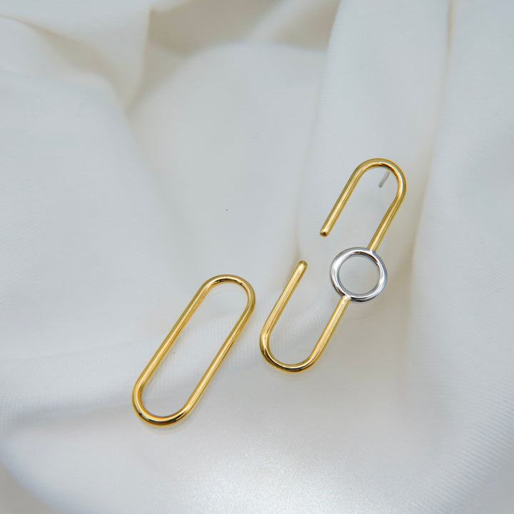 Ellips Loop Pierced Earrings_K18YG&Rhodium coat