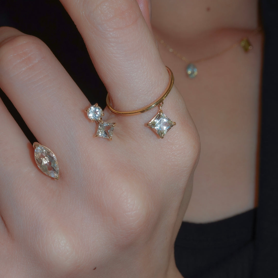 STARRY RING -skinny ver.-_10KYG x White Topaz