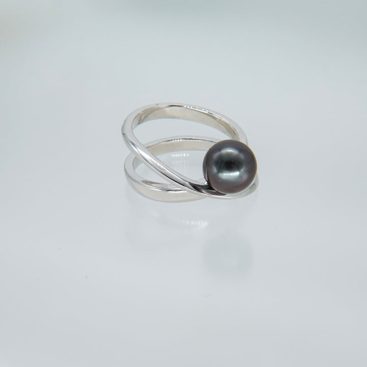 Black pearl ring SMR6 黒蝶真珠リング