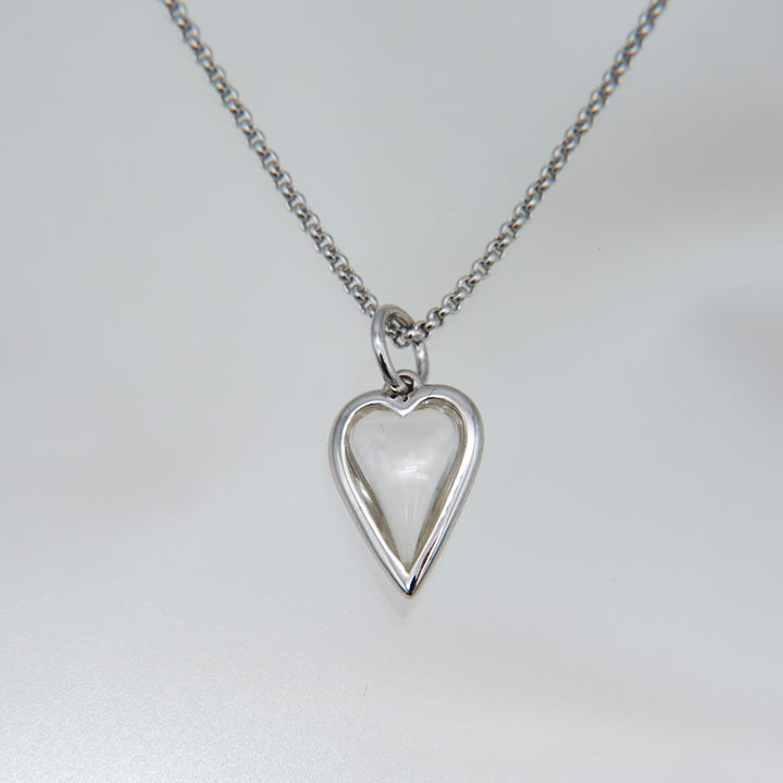Small Rock Crystal Heart Pendant Necklace