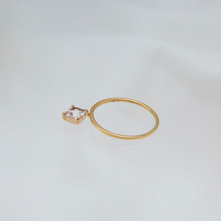 STARRY RING -skinny ver.-_10KYG x White Topaz