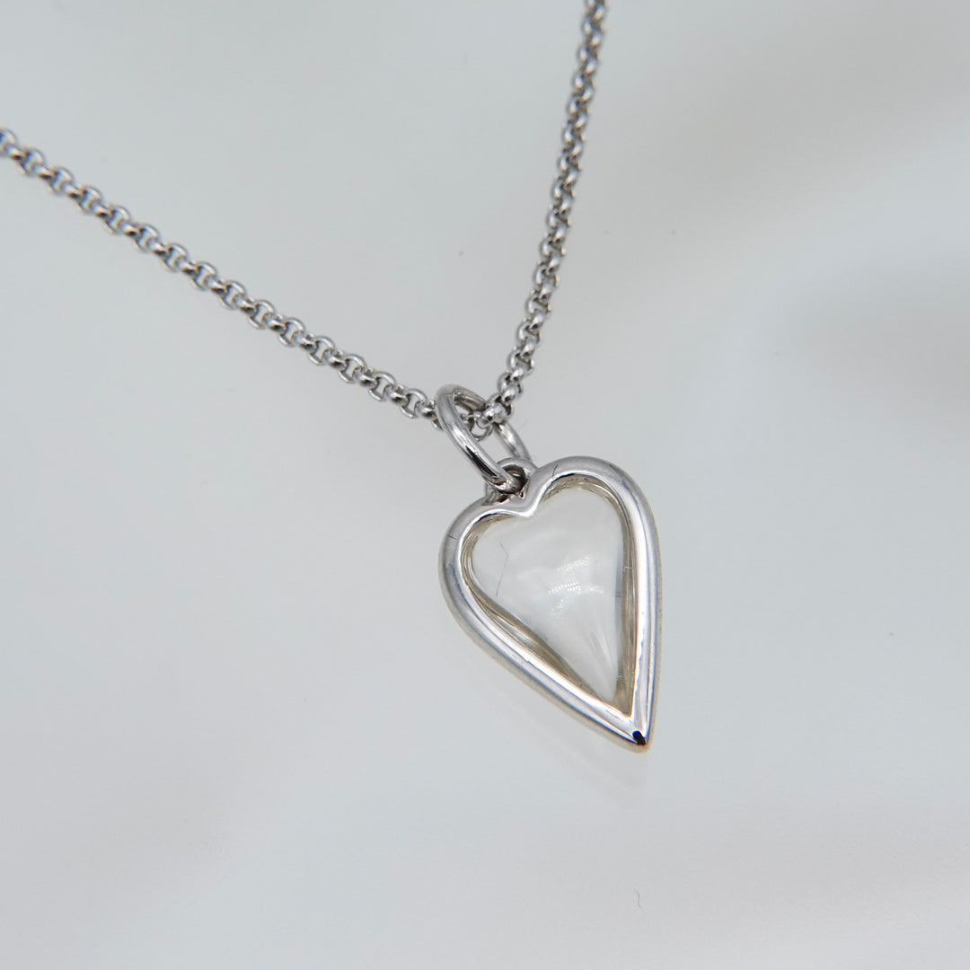 Small Rock Crystal Heart Pendant Necklace