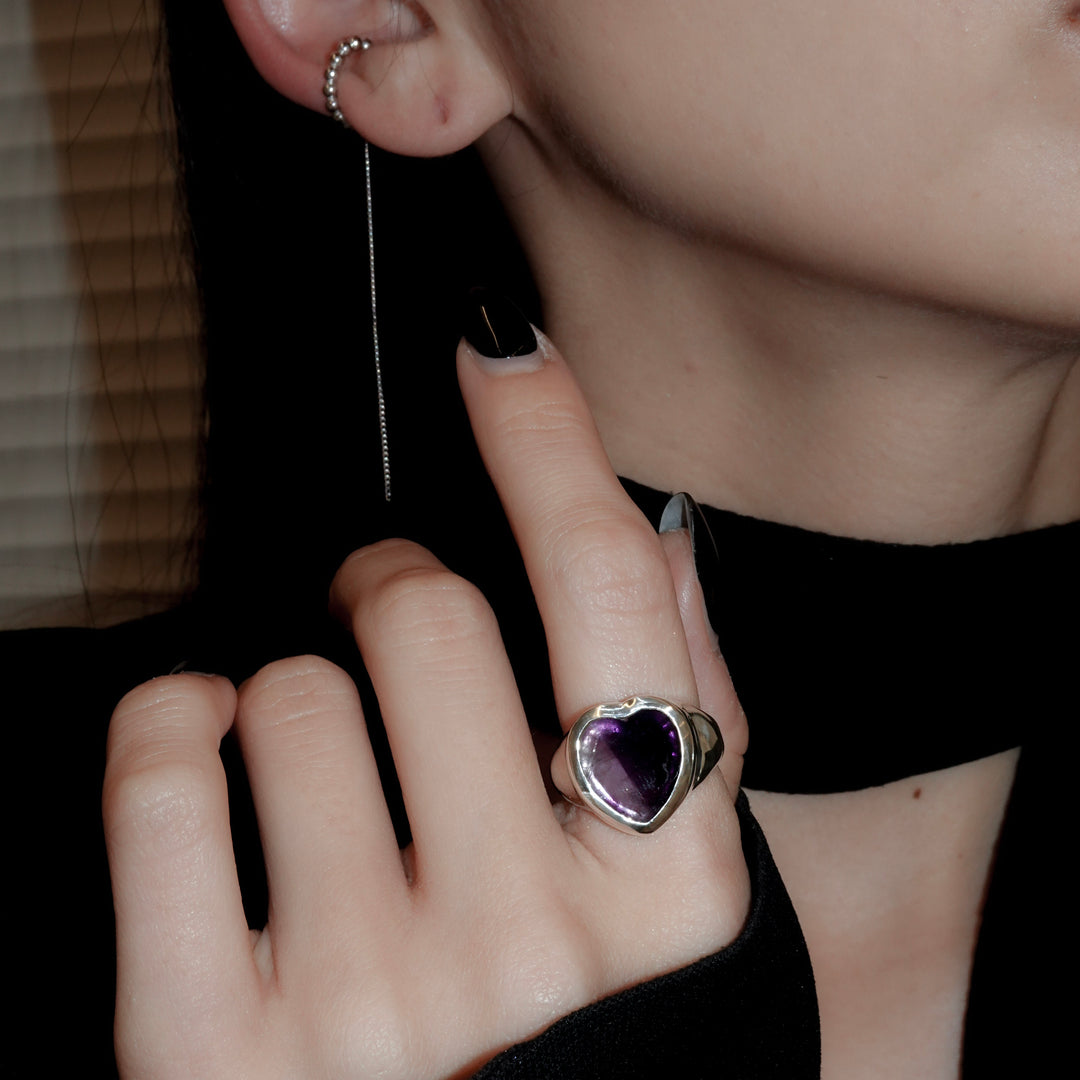 Gem Heart ring- Amethyst
