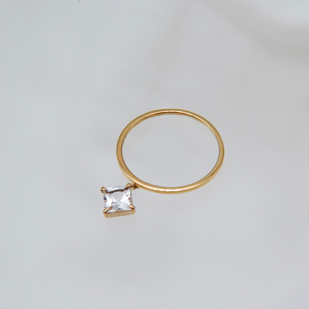 STARRY RING -skinny ver.-_10KYG x White Topaz