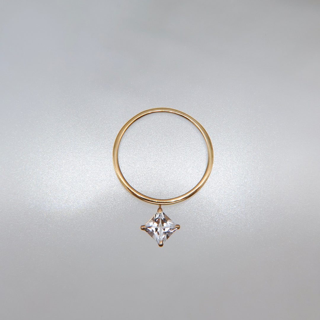 STARRY RING -skinny ver.-_10KYG x White Topaz