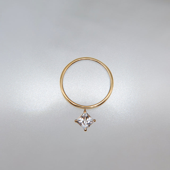 STARRY RING -skinny ver.-_10KYG x White Topaz