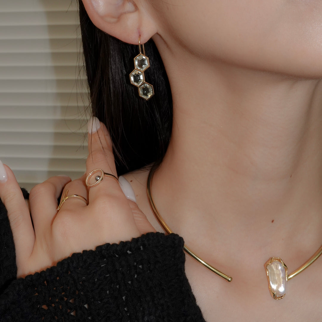 Bee Yourself Pierced Earring_Green Amethyst