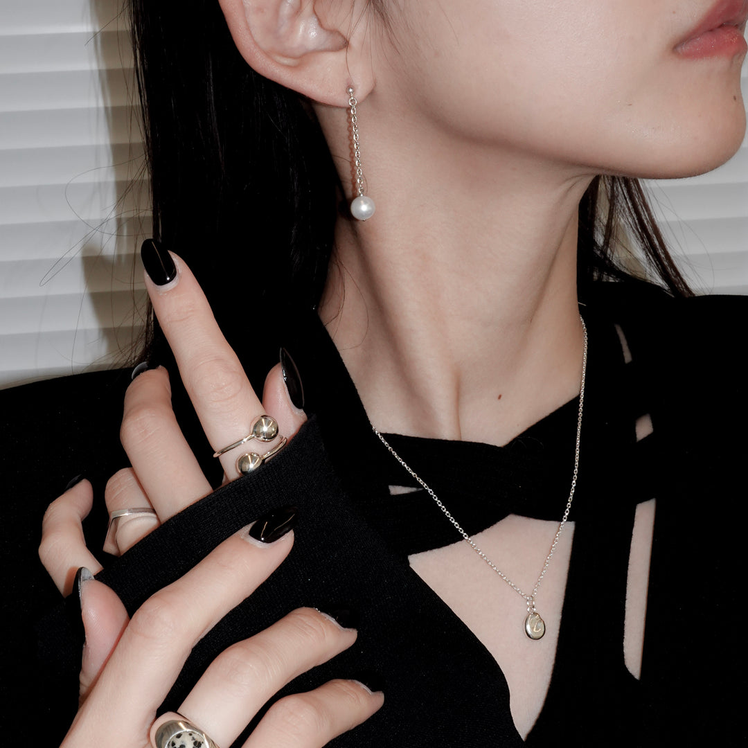 "Pearl" dangle pierce (SILVER)