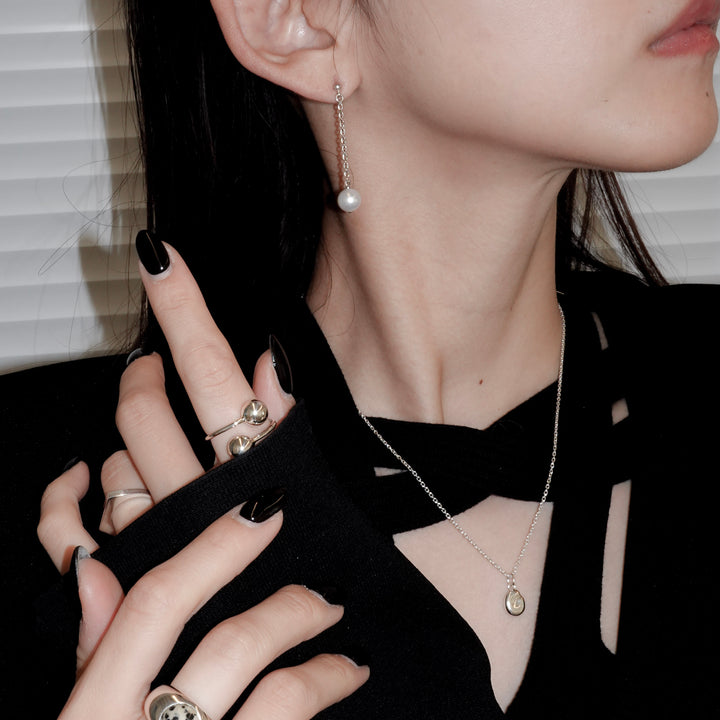 "Pearl" dangle pierce (SILVER)