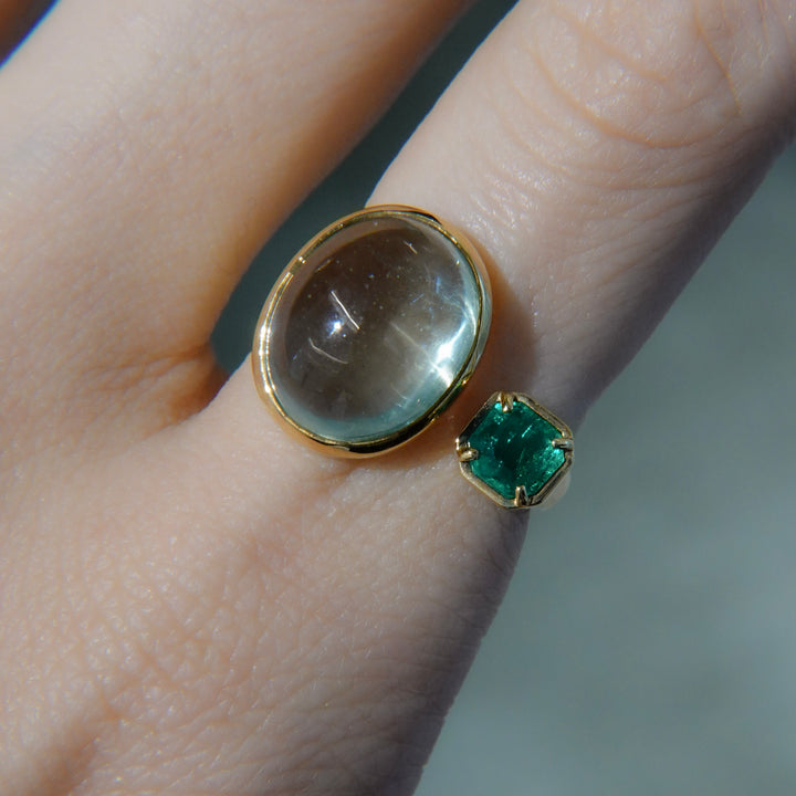 BLANCE 18K Aquamarine Emerald Ring