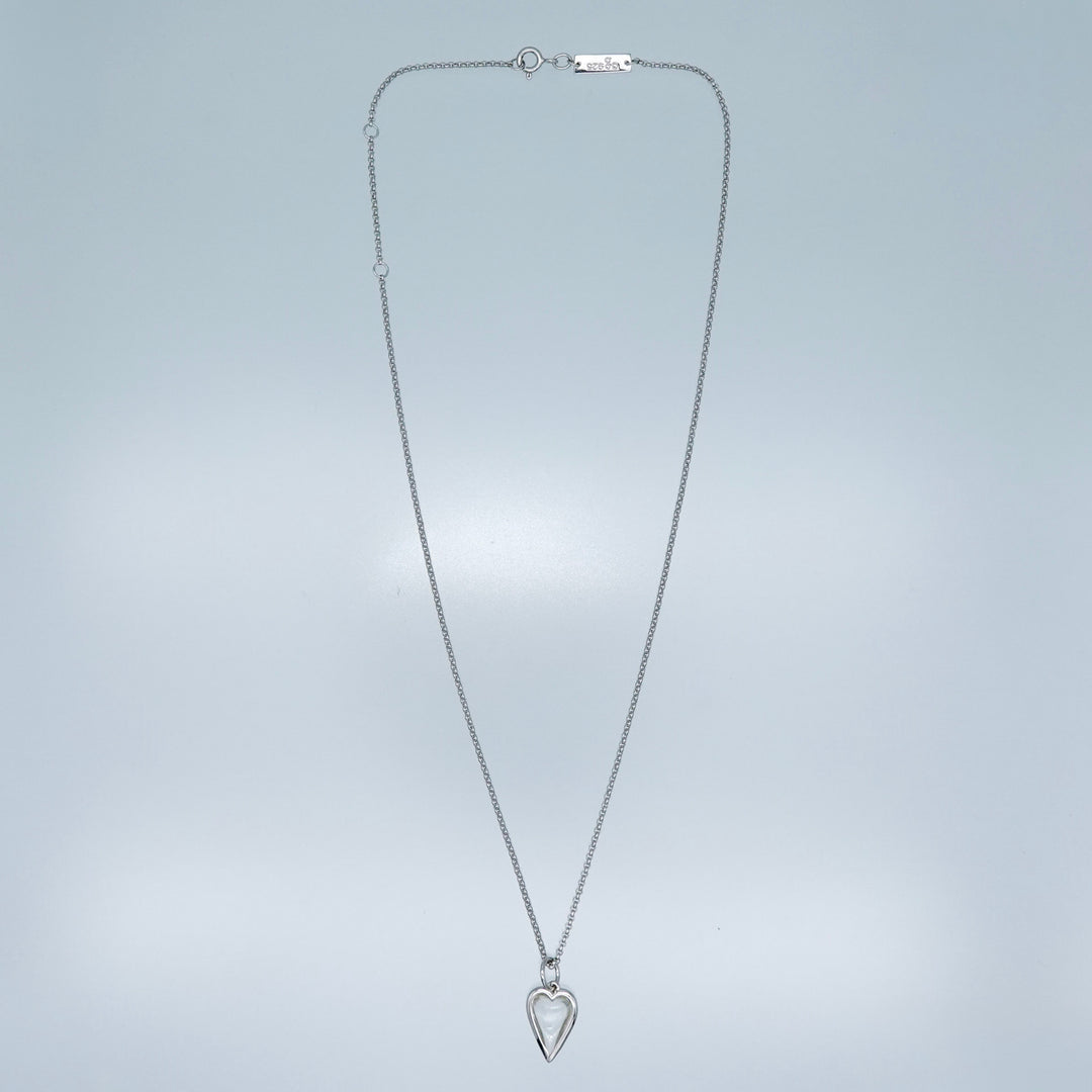 Small Rock Crystal Heart Pendant Necklace