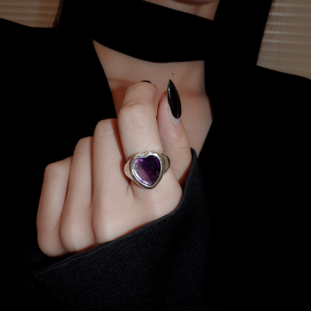 Gem Heart ring- Amethyst