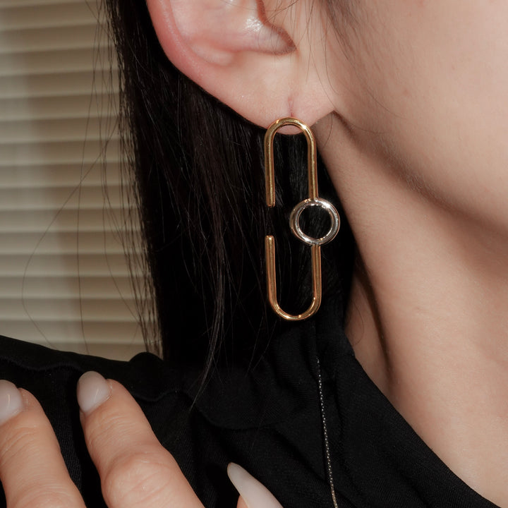 Ellips Loop Pierced Earrings_K18YG&Rhodium coat