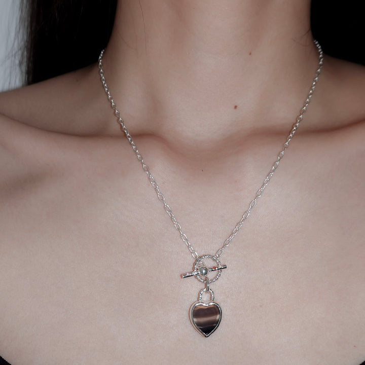 Gem heart toggle clasp necklace- Agate