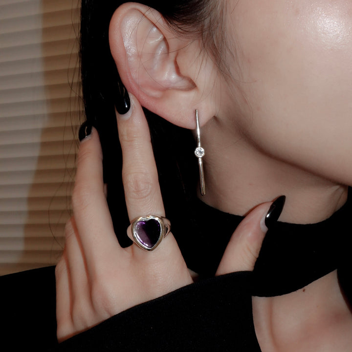 Morganite square hoop earring