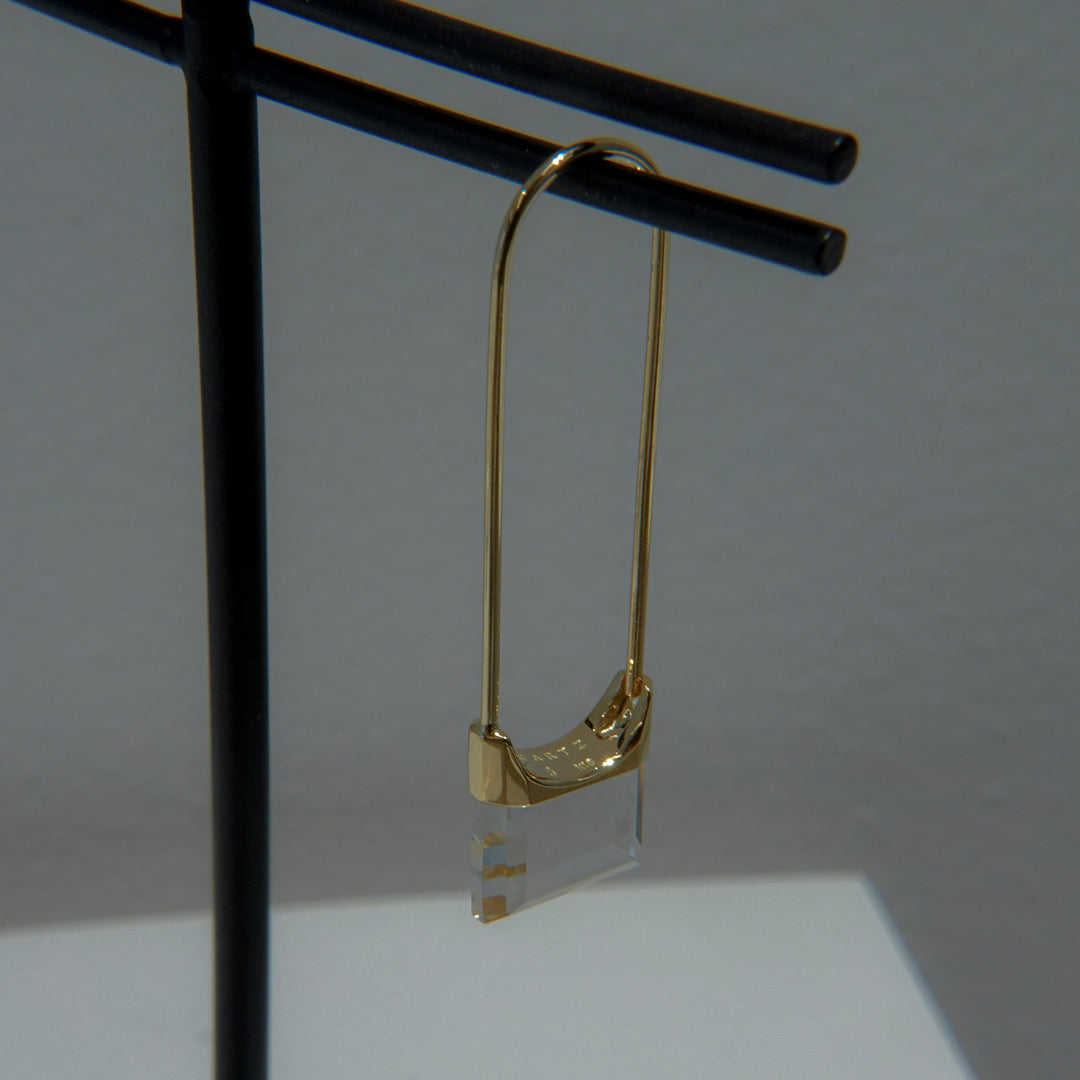 Drop Quartz Pierced Earring Square