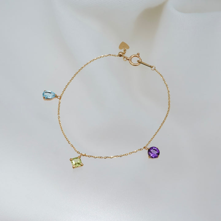 STARRY BRACELET - S- _10KYG x Blue topaz x Peridot x Amethyst