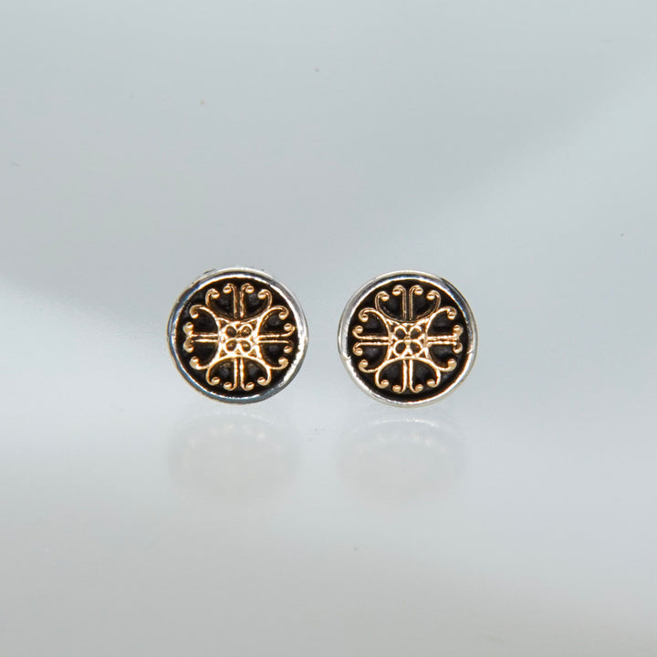 Roxana Stud Earrings in 18K Gold and Sterling Silver_10055