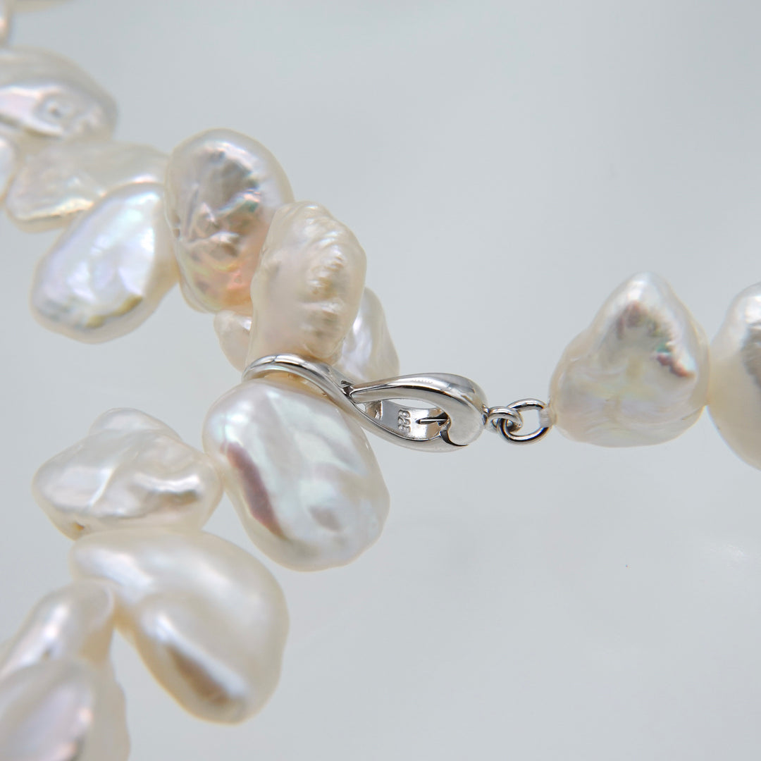 3WAY FALLING PATELS PEARL LARIAT NECKLACE (SV)