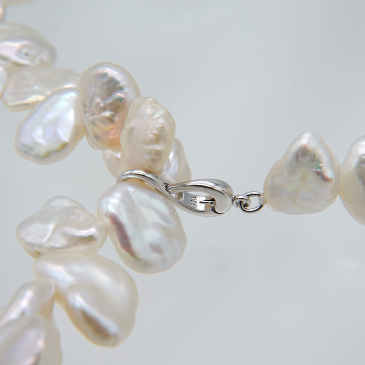 3WAY FALLING PATELS PEARL LARIAT NECKLACE (SV)