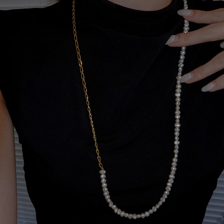 BAROQUE PEARL CHAIN 3WAY NECKLACE 80 (Gold)
