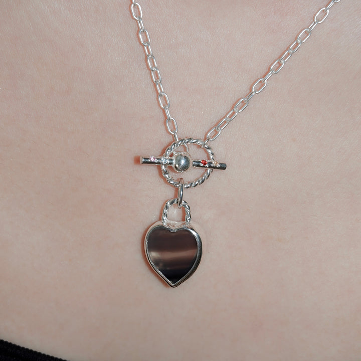 Gem heart toggle clasp necklace- Agate