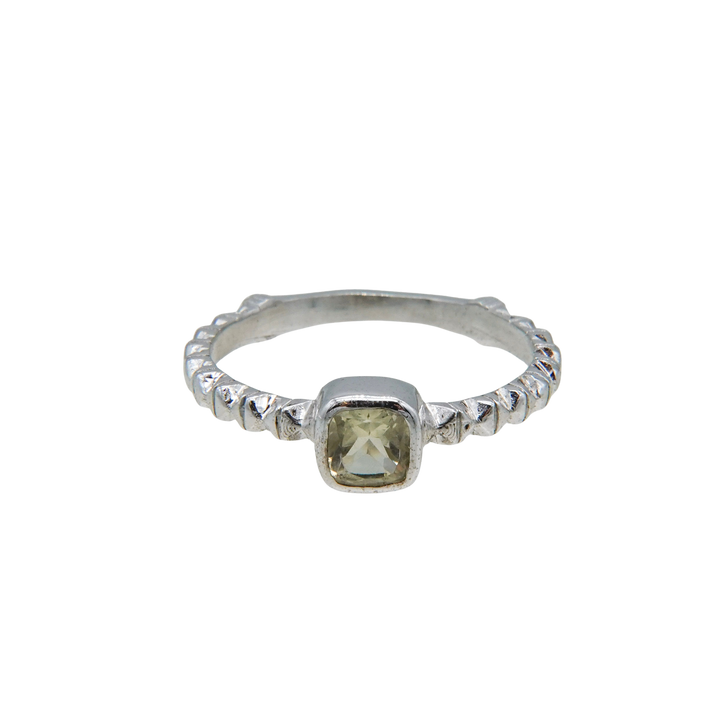 シルバーレモンクオーツフィレンツェ彫りリング