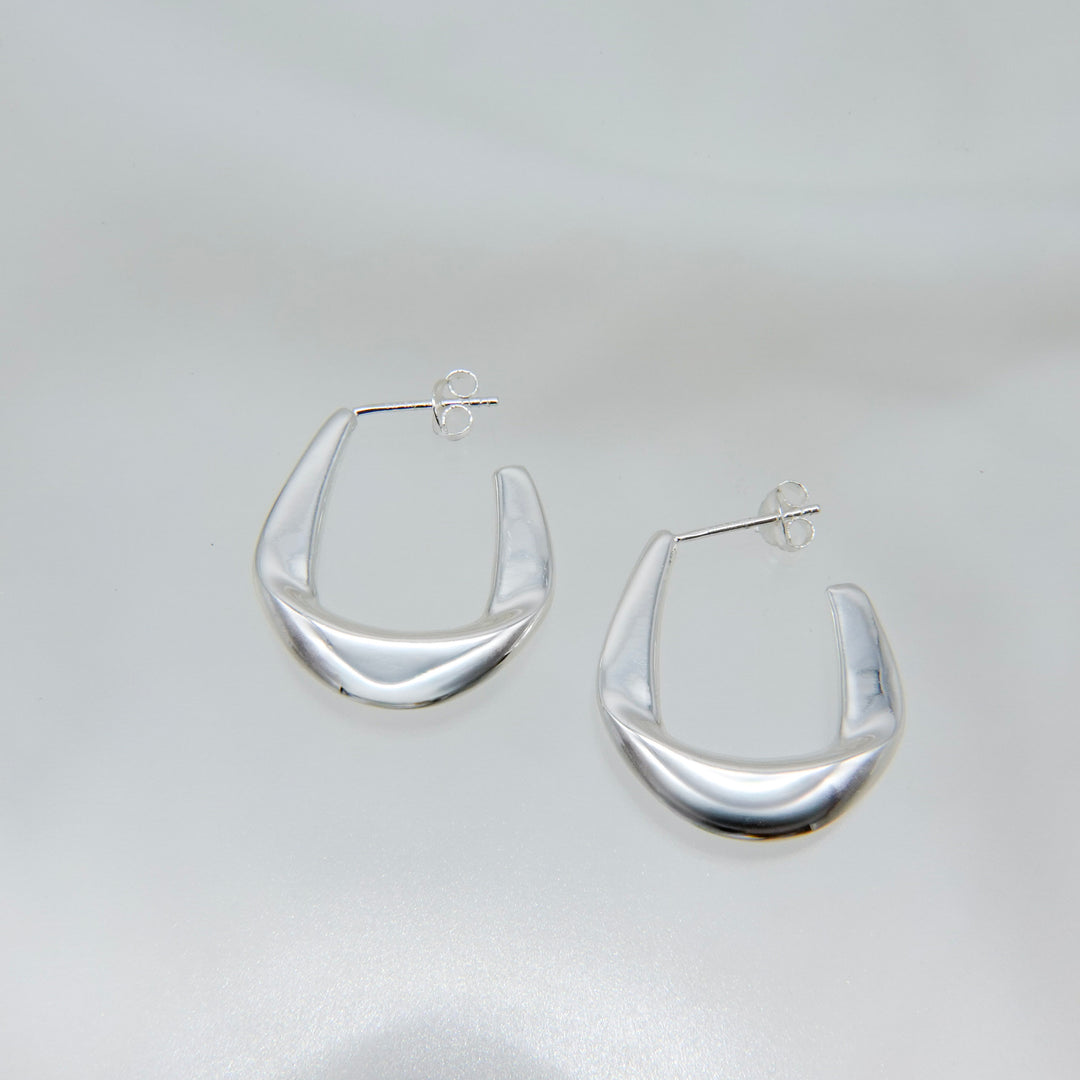 folded puffy band hoop earring(pierce) [FLPP]