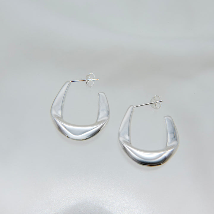 folded puffy band hoop earring(pierce) [FLPP]