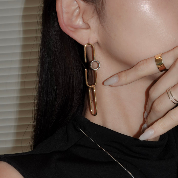 Ellips Loop Pierced Earrings_K18YG&Rhodium coat