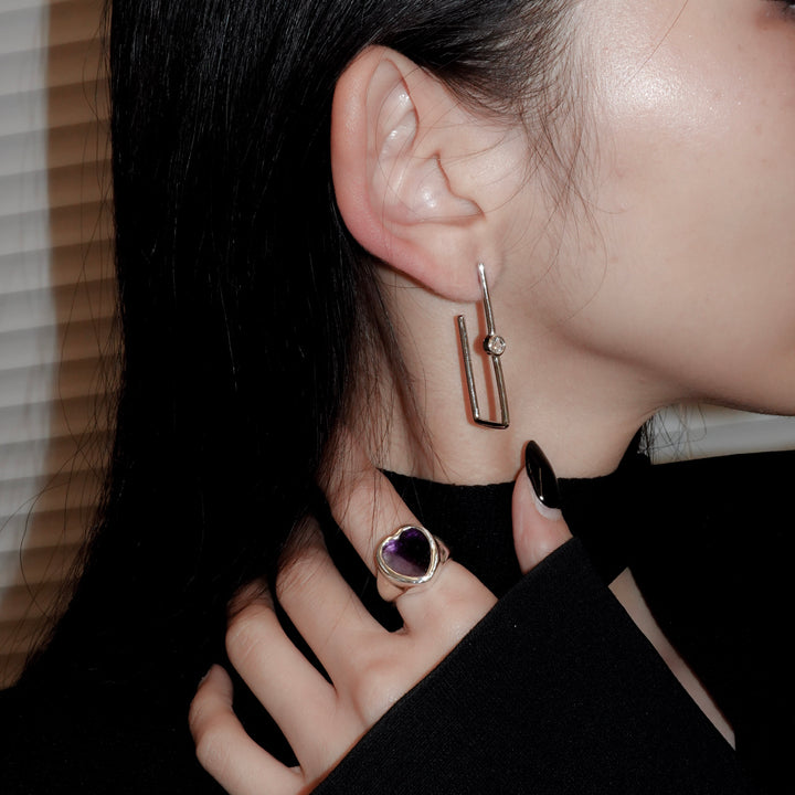 Gem Heart ring- Amethyst