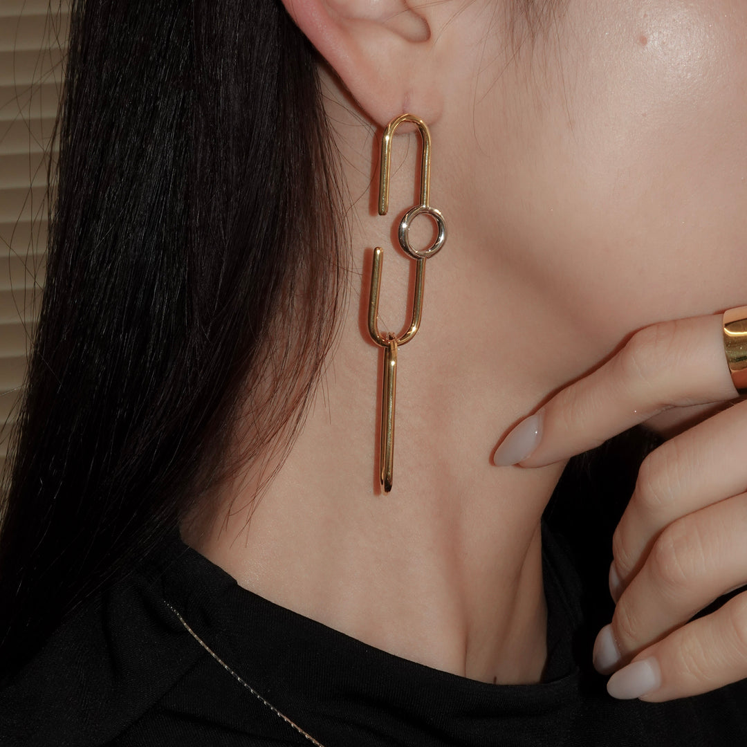 Ellips Loop Pierced Earrings_K18YG&Rhodium coat