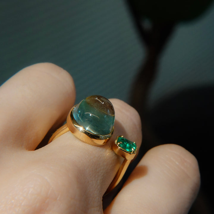 BLANCE 18K Aquamarine Emerald Ring