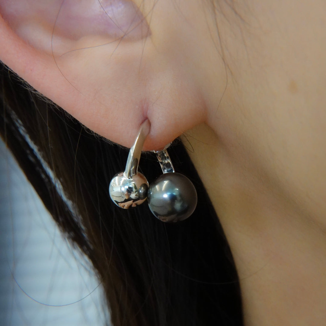 Black pearl pierced earrings SMA24K ピアス 黒蝶真珠