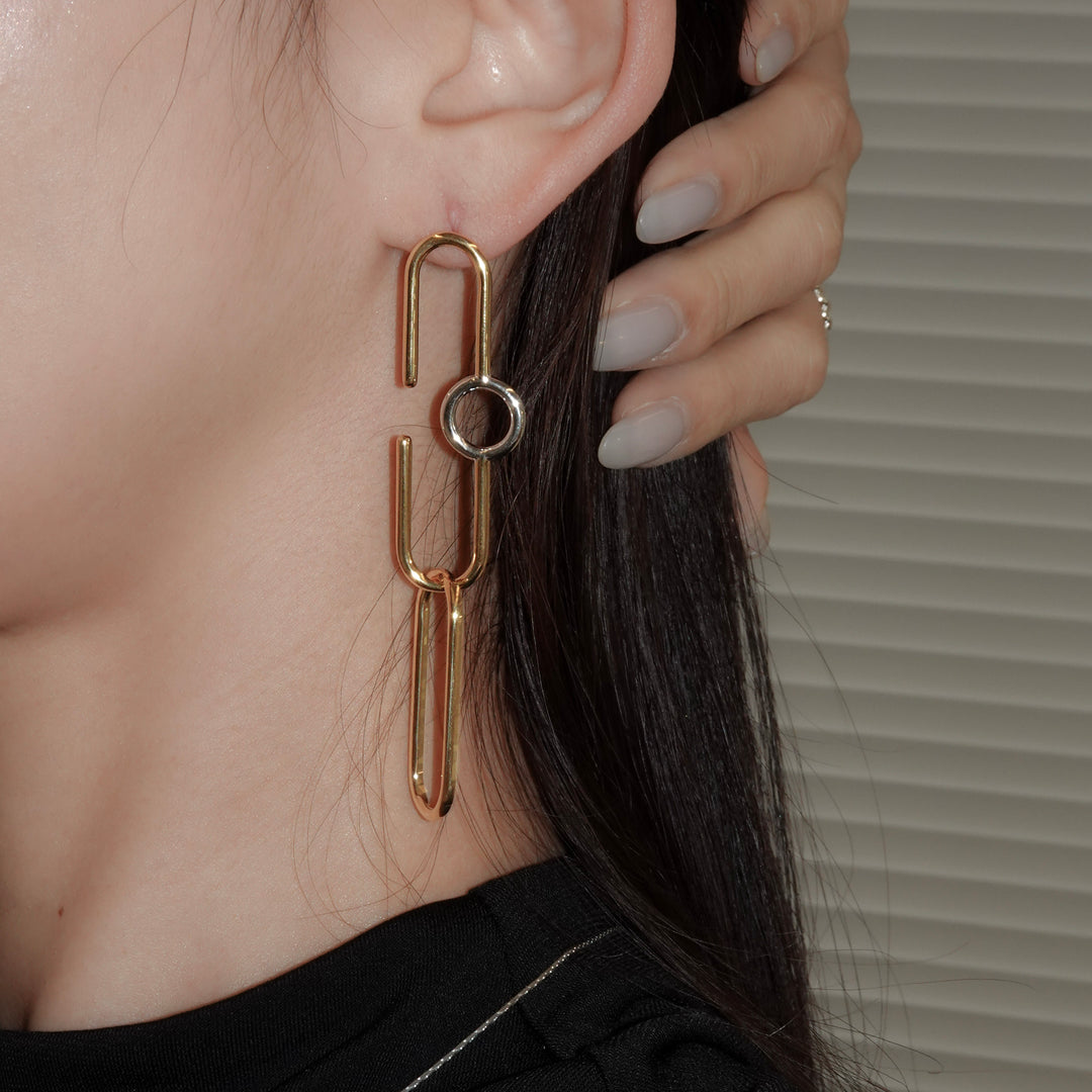 Ellips Loop Pierced Earrings_K18YG&Rhodium coat