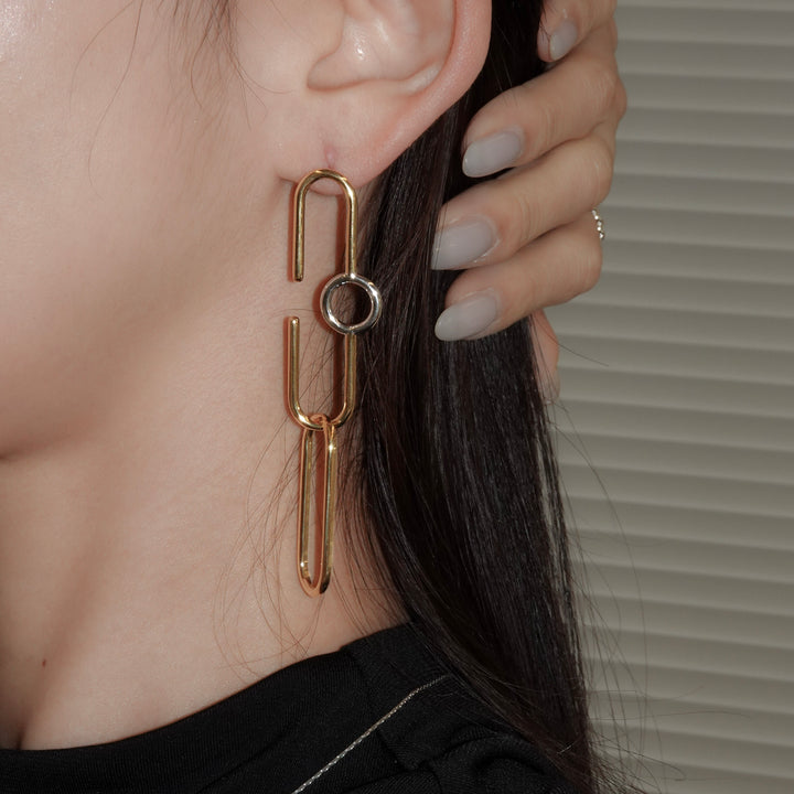 Ellips Loop Pierced Earrings_K18YG&Rhodium coat