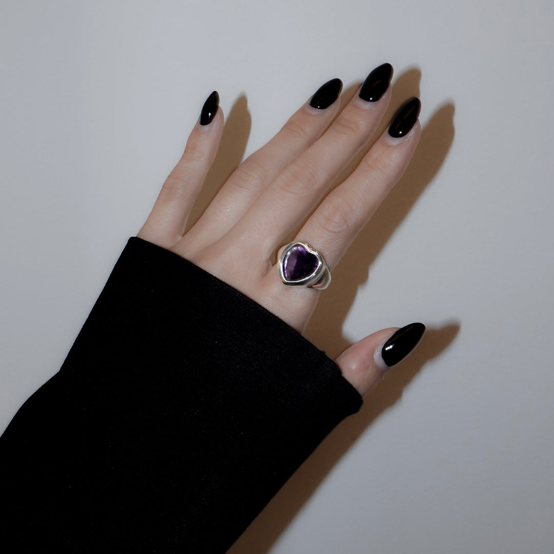 Gem Heart ring- Amethyst