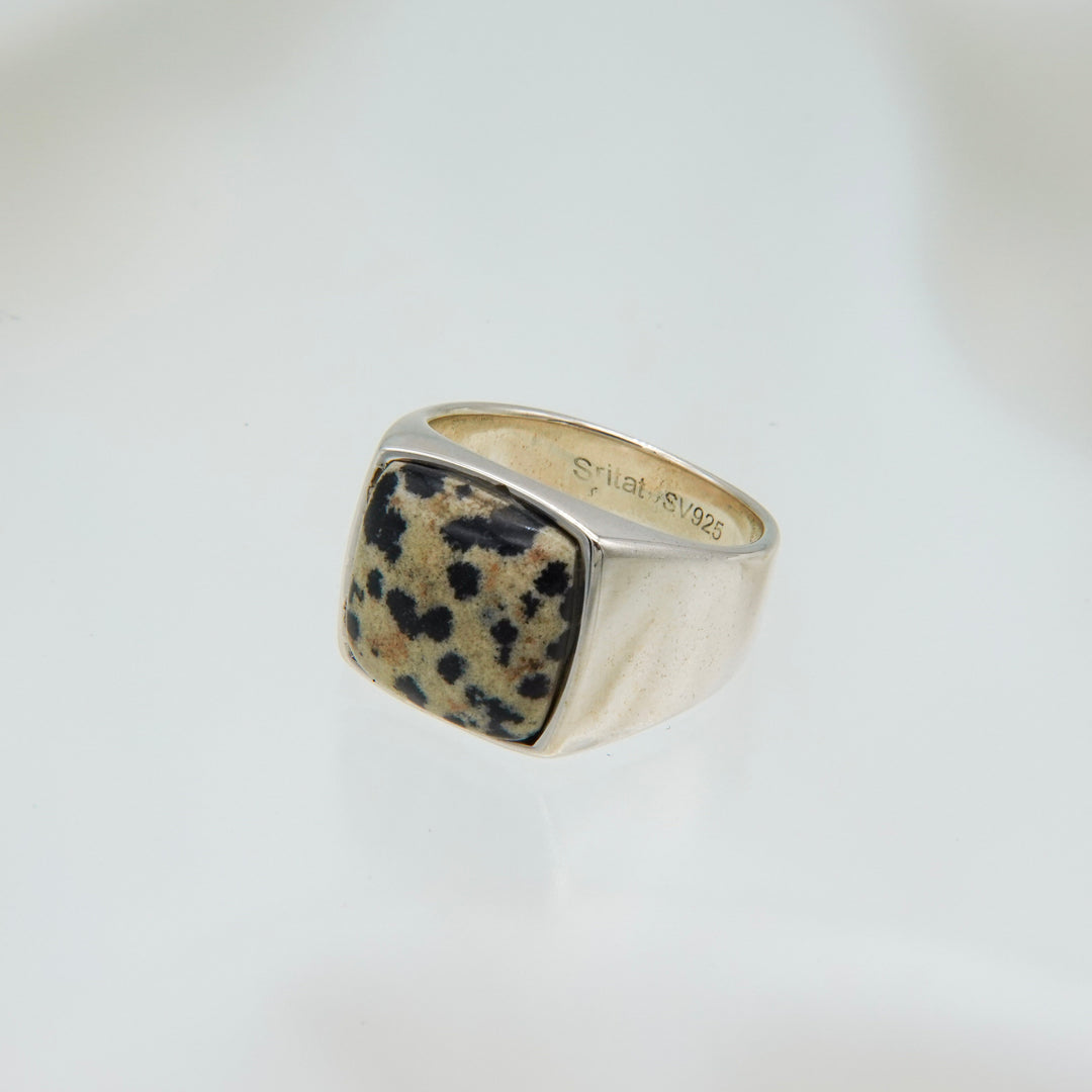 Dalmatian jasper Signet Ring