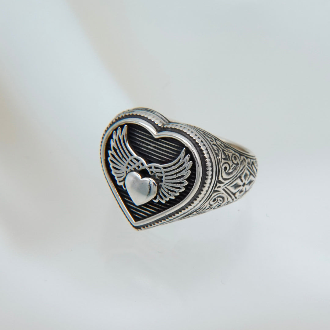 Winged Heart Ring in Sterling Silver_20559
