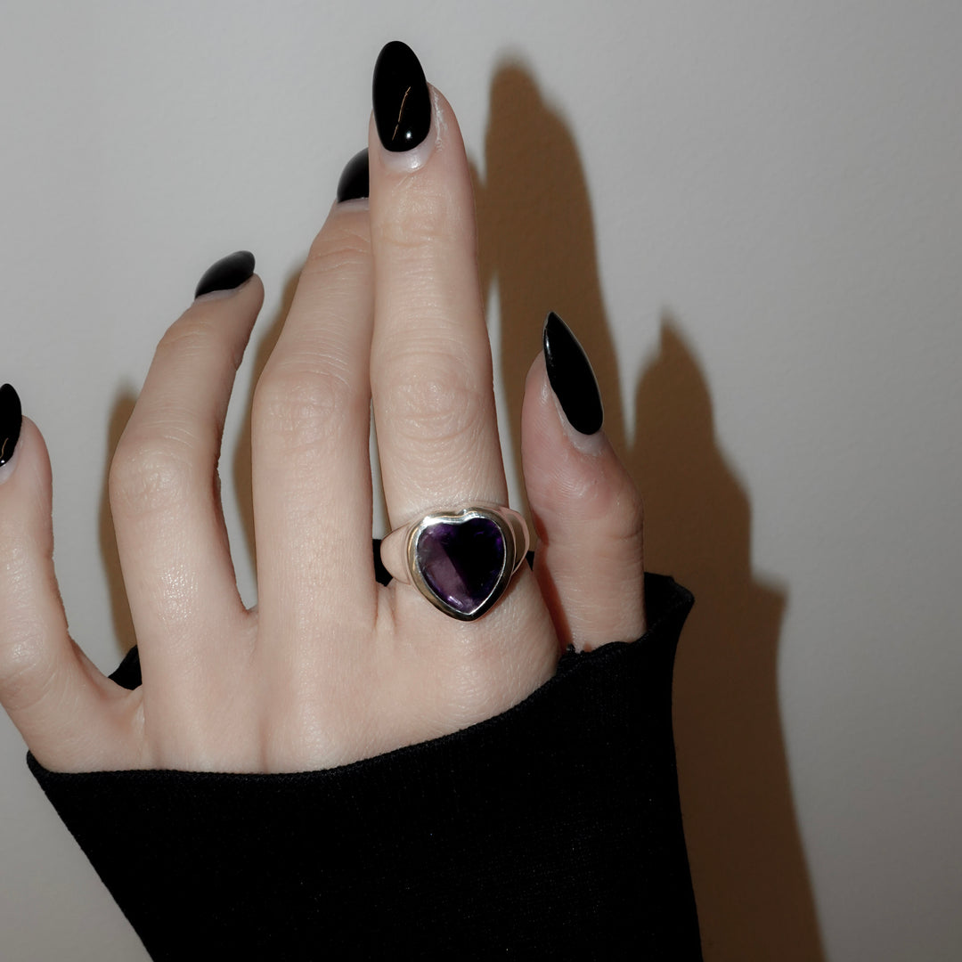 Gem Heart ring- Amethyst